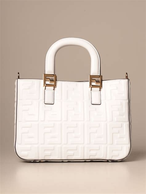 fendi white leather logo long strap purse|Fendi bag with thick strap.